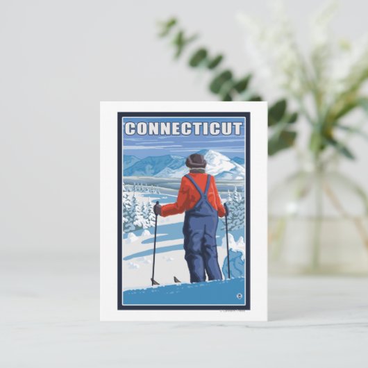 ConnecticutSkier-aanpassingsUitzicht Briefkaart (Staand voorkant)