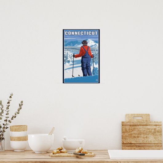 ConnecticutSkier-aanpassingsUitzicht Poster (Keuken)