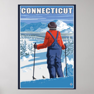 ConnecticutSkier-aanpassingsUitzicht Poster