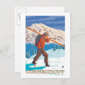 ConnecticutSkier Carrying Skis Briefkaart (Voorkant / Achterkant)