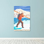 ConnecticutSkier Carrying Skis Canvas Afdruk (Insitu (Houten vloer))