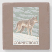 ConnecticutWolf Scene Stenen Onderzetter (Voorkant)