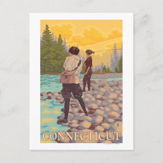 ConnecticutWomen Fly Fishing Scene Briefkaart (Voorkant)