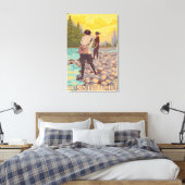 ConnecticutWomen Fly Fishing Scene Canvas Afdruk (Insitu (Slaapkamer))