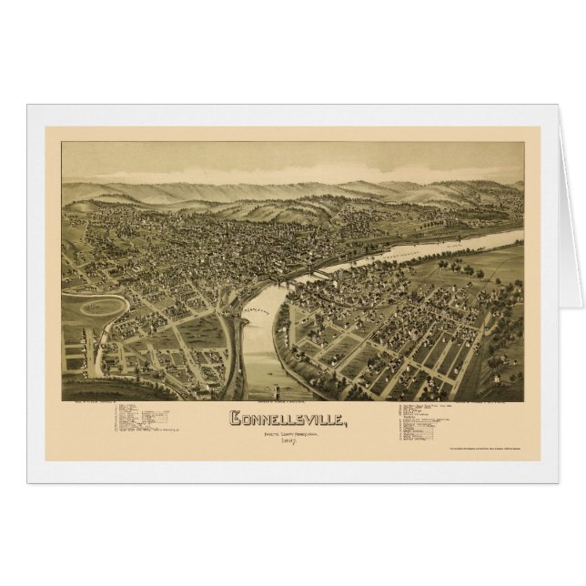 Connellsville, PA Panoramic Map - 1897 (Voorkant Horizontaal)