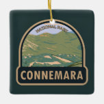 Connemara National Park Ireland Twelve Bens Travel Keramisch Ornament<br><div class="desc">Connemara vector kunst ontwerp. Het park omvat bergen,  veengebieden,  heidevelden,  graslanden en bossen.</div>