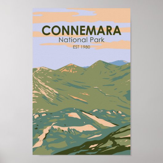Connemara National Park Ireland Twelve Bens Travel Poster (Voorkant)
