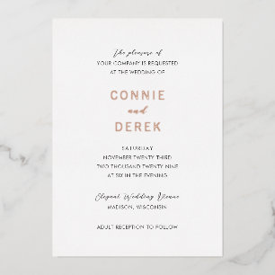 Connie Modern Elegant Wedding Folie Uitnodiging
