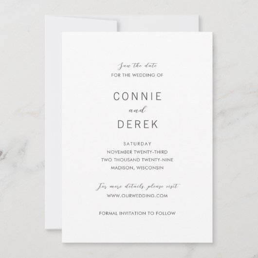 Connie Modern Elegant Wedding Save The Date (Voorkant)