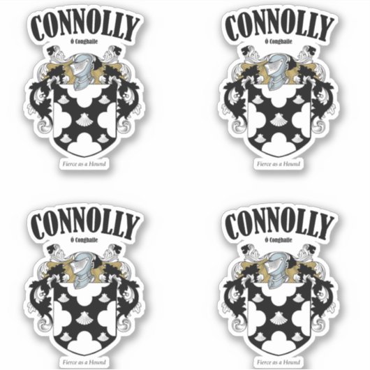 Connolly Crest Ierse vertaling & betekenis (x4) Sticker (Voorkant)