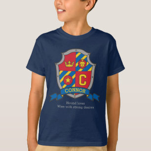 Connor boys C name & betekenend messghts shield T-shirt