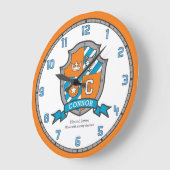 Connor boys name: knights shield oranje grote klok (Hoek)