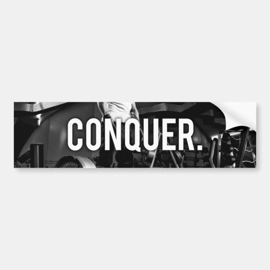 CONQUER - "Body building" Workout Motivatie Bumpersticker (Voorkant)