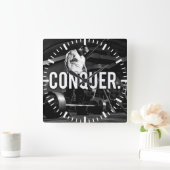 CONQUER - "Body building" Workout Motivatie Vierkante Klok (Huis)