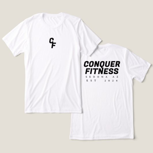 Conquer Fitness T-shirt zwart lettertype (Ontwerp Voorkant & Achterkant)