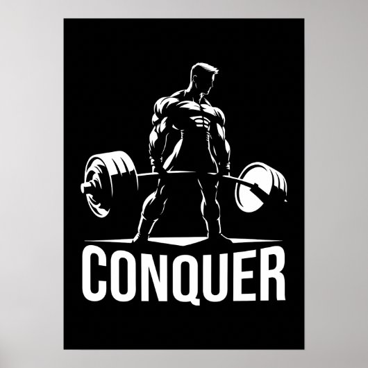 CONQUER - Motivatie fitnessruimte, fitness-anime v Poster (Voorkant)