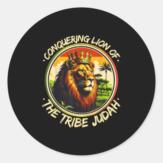 Conquering Lion Of The Tribe Judah Hebrew Israelit Ronde Sticker (Voorkant)
