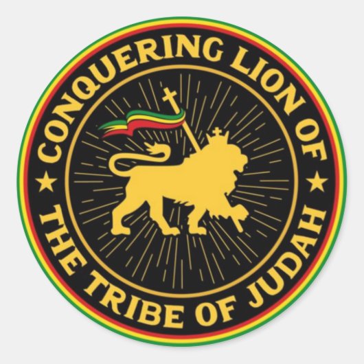 Conquering Lion of the Tribe of Judah - Rastafari Ronde Sticker (Voorkant)