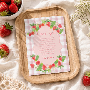 Conquette bes Aardbei Bloem Meisje Baby Shower Bedankkaart