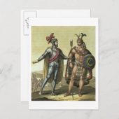 Conquistador met een Native American Chief (kleur Briefkaart (Voorkant / Achterkant)