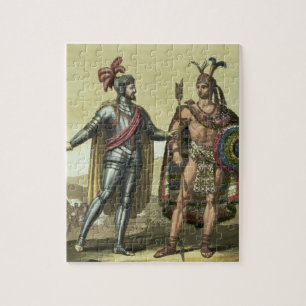 Conquistador met een Native American Chief (kleur) Legpuzzel