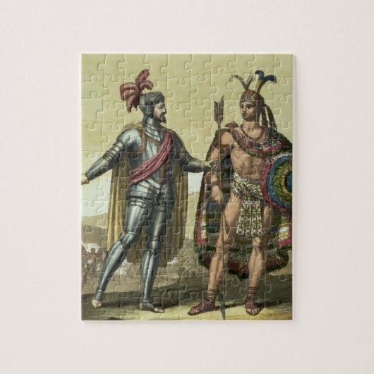 Conquistador met een Native American Chief (kleur) Legpuzzel (Verticaal)