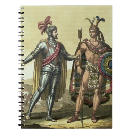 Conquistador met een Native American Chief (kleur) Notitieboek (Voorkant)