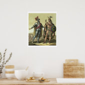 Conquistador met een Native American Chief (kleur Poster (Keuken)
