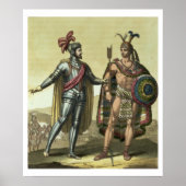 Conquistador met een Native American Chief (kleur Poster (Voorkant)