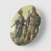 Conquistador met een Native American Chief (kleur Ronde Klok (Hoek)