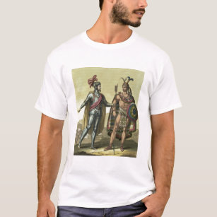 Conquistador met een Native American Chief (kleur) T-shirt