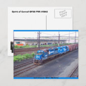 Conrail — GP38 — PRR #2943 in Blue Paint Briefkaart (Voorkant / Achterkant)