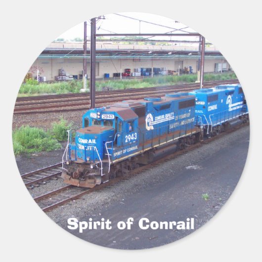Conrail — GP38 — PRR #2943 in Blue Paint Ronde Sticker (Voorkant)