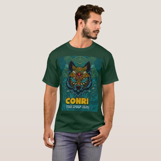 "Conri - The Wolf King" Sticker Geweldige T-shirt (Voorkant volledig)
