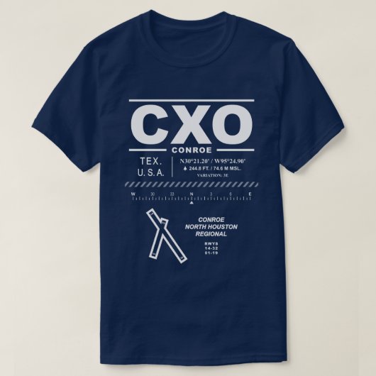 Conroe/North Houston Regional Airport CXO T-shirt (Design voorkant)