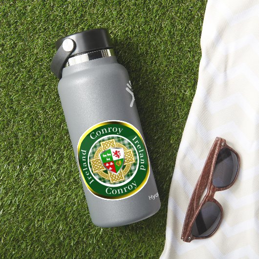 Conroy Irish Shield & Celtic Cross gepersonaliseer Sticker (HydroFlask Insitu)