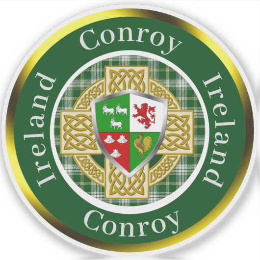 Conroy Irish Shield & Celtic Cross gepersonaliseer Sticker (Voorkant)
