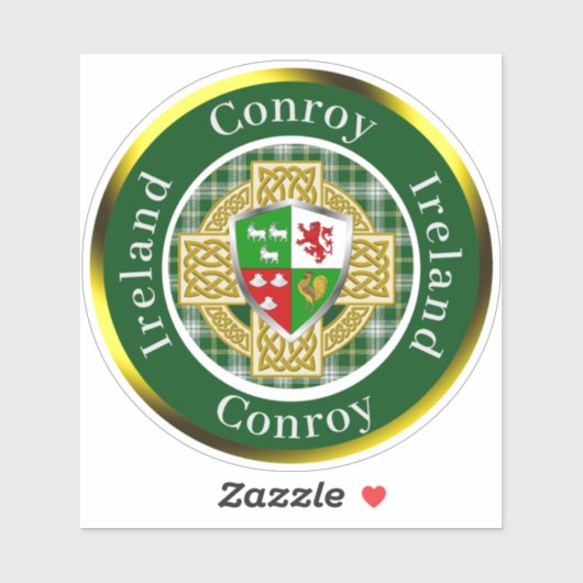 Conroy Irish Shield & Celtic Cross gepersonaliseer Sticker (Vel)