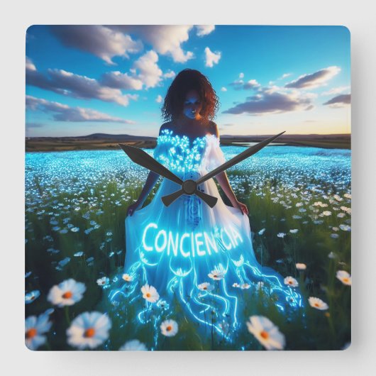 Consciousness / Conciencia Vierkante Klok (Voorkant)