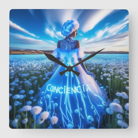 Consciousness / Conciencia Vierkante Klok (Voorkant)