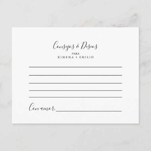 Consejos y Deseos Wedding Advice Card Briefkaart (Voorkant)
