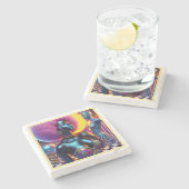 Consensuele Sentry Ken Gage Fantasy Vaporwave Stenen Onderzetter (Zijkant)