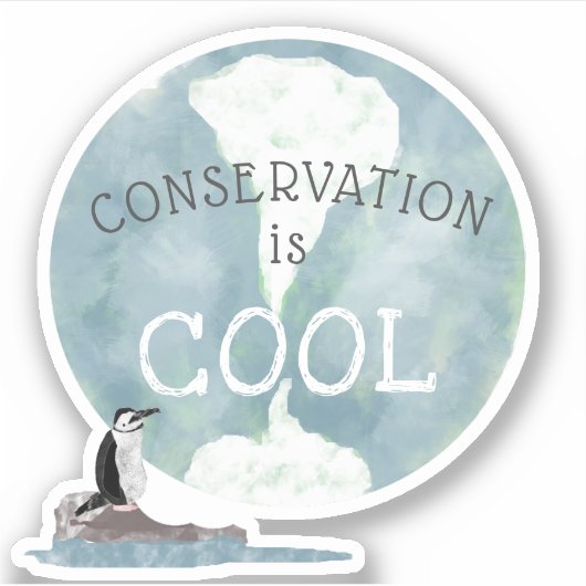 Conservatie is Cool Penguin Sticker (Voorkant)