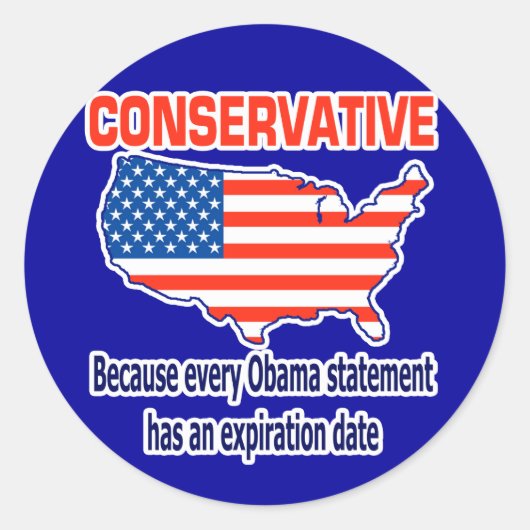 Conservatief - Anti Obama Ronde Sticker (Voorkant)