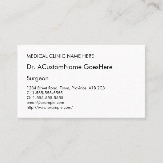 Conservatief, Basis, en Humble Visitekaartje (Voorkant)