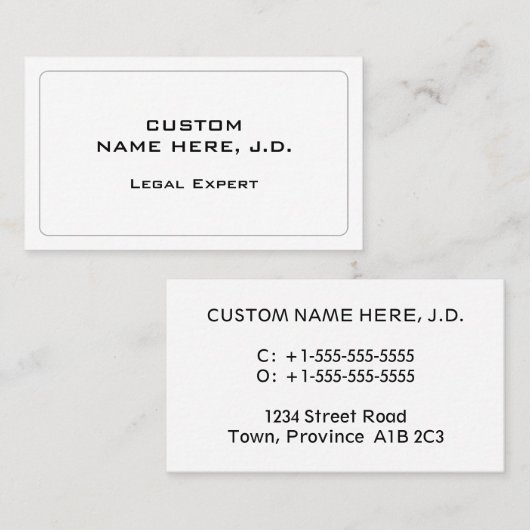 Conservatief, Dapper & Basic Visitekaartje (Voorkant / Achterkant)