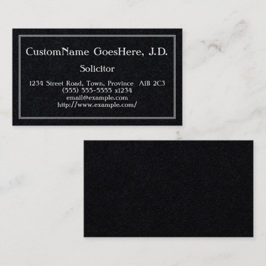 Conservatief en low-key Solicitor Visitekaartje (Voorkant / Achterkant)