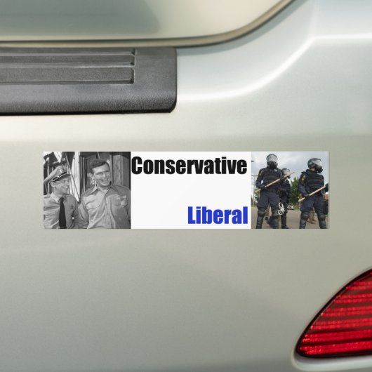 Conservatief of liberaal bumpersticker (Op auto)