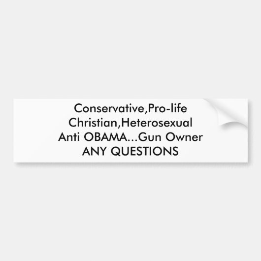 Conservatief, Pro-lifeChristian, HeterosexualAnti. Bumpersticker (Voorkant)