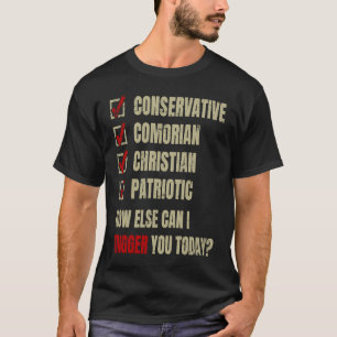 Conservatieve Comorische Christelijke Patriottisch T-shirt